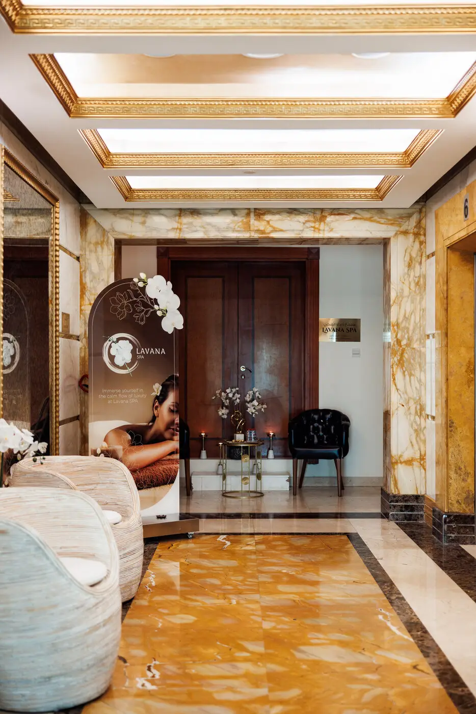 Lounge and corridor leading to the treatment rooms at the Al Barsha branch